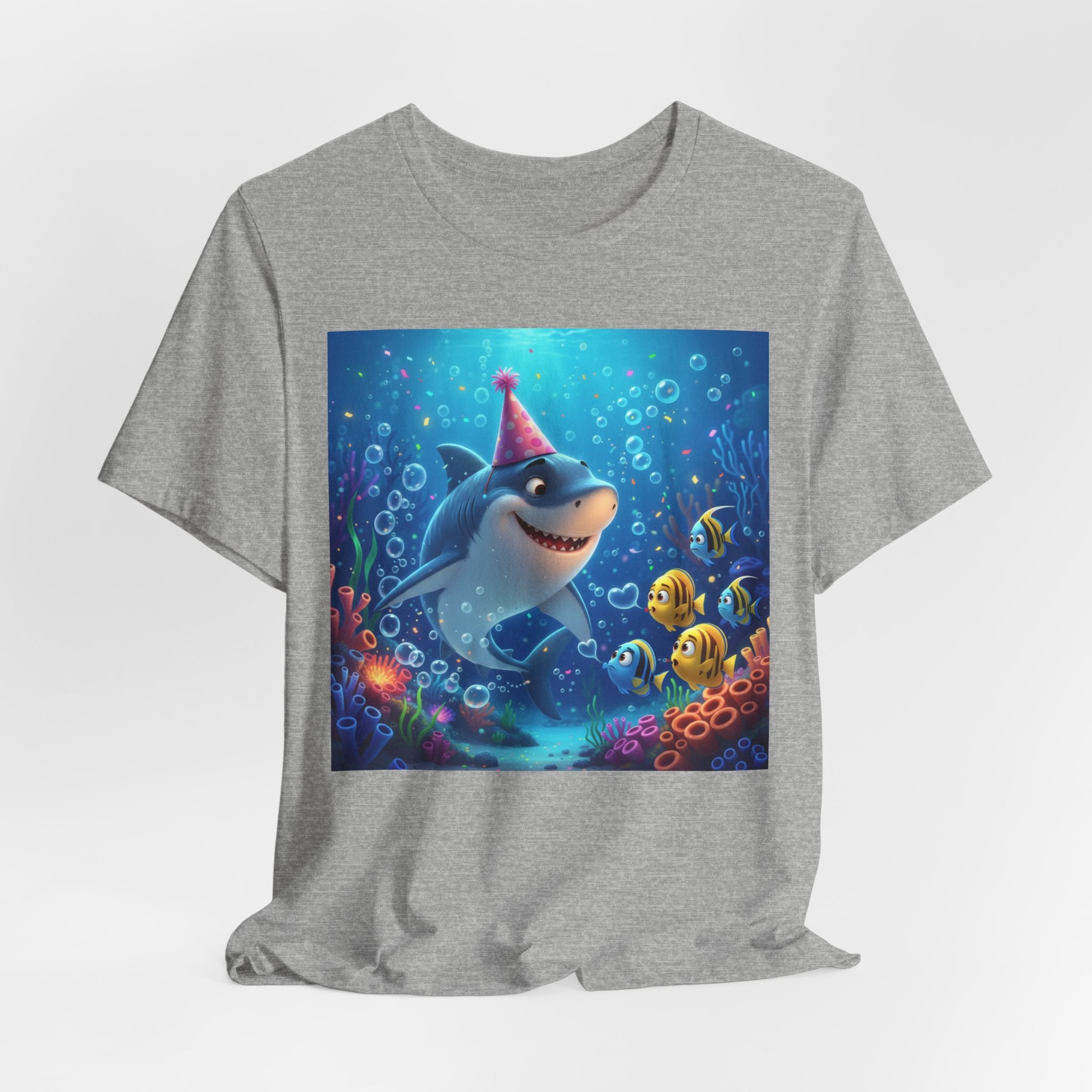 Shark Birthday Party Tee — Cute Shark with Party Hat Kids Graphic T-Shirt