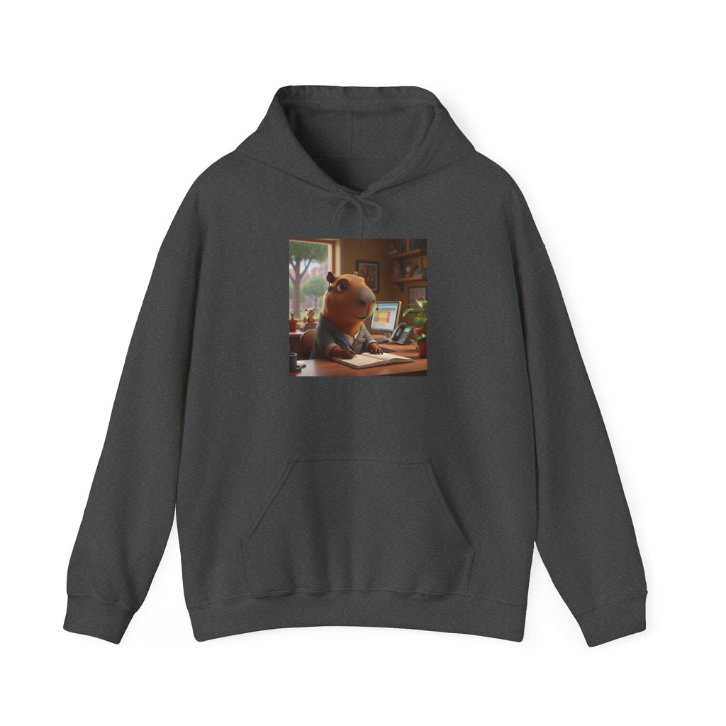 Capybara in the Office  Reading Hoodie — Cute Study Vibes Sweatshirt