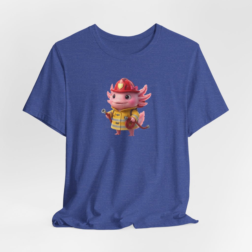 Axolotl Firefighter Girl T-Shirt — Cute Kid’s Firefighter Axolotl Graphic Tee