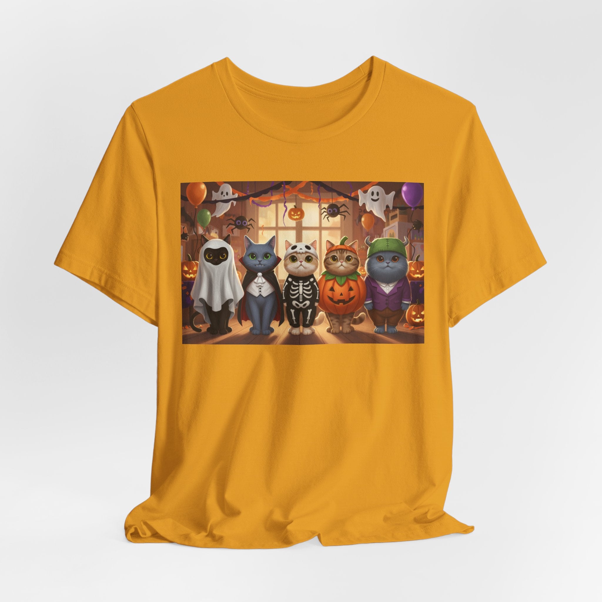 Cats Halloween Costume Tee — Cute Kittens in Pumpkin, Skeleton & Ghost Costumes