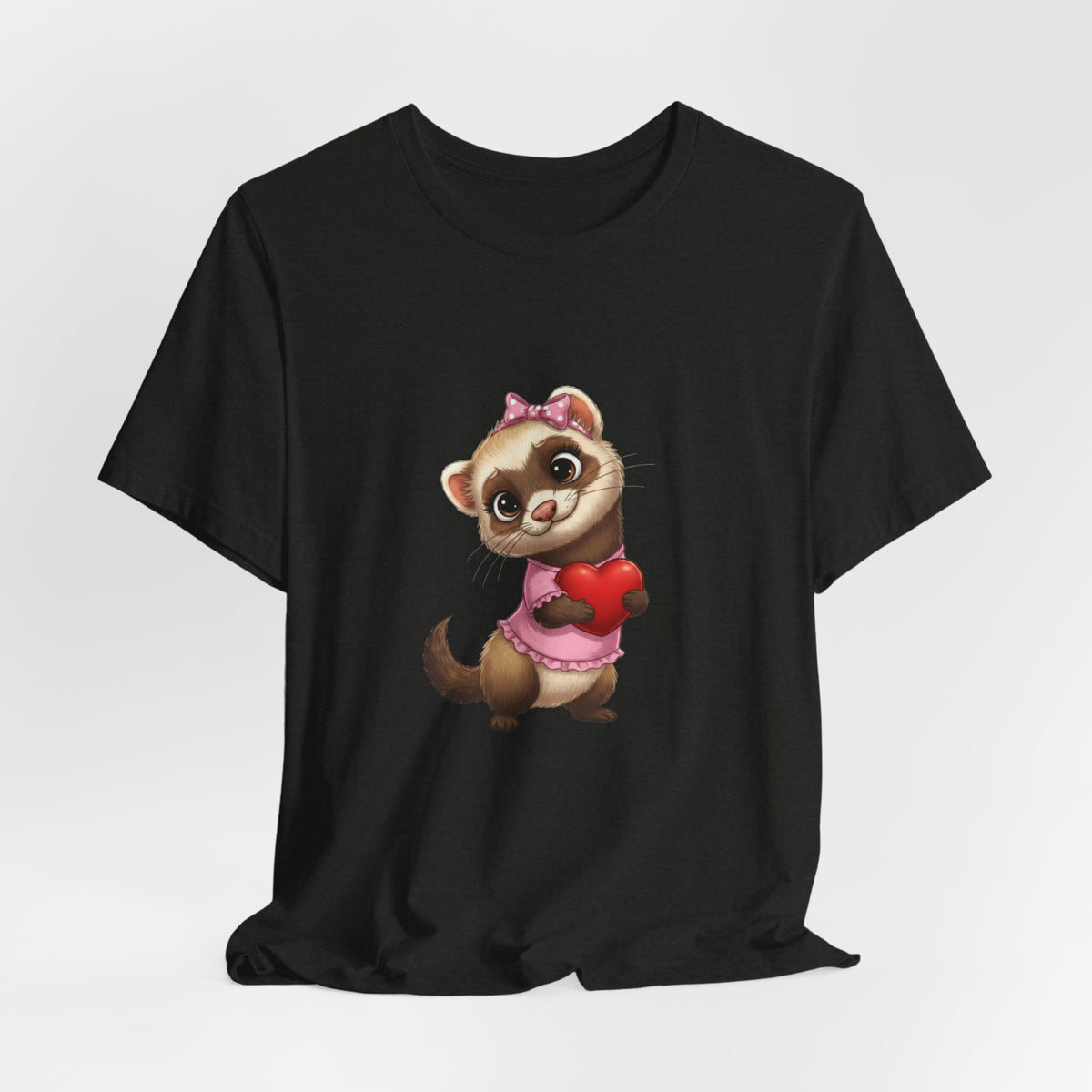 Ferret Holding Heart Tee — Valentine’s Day Kids & Women’s Graphic Shirt
