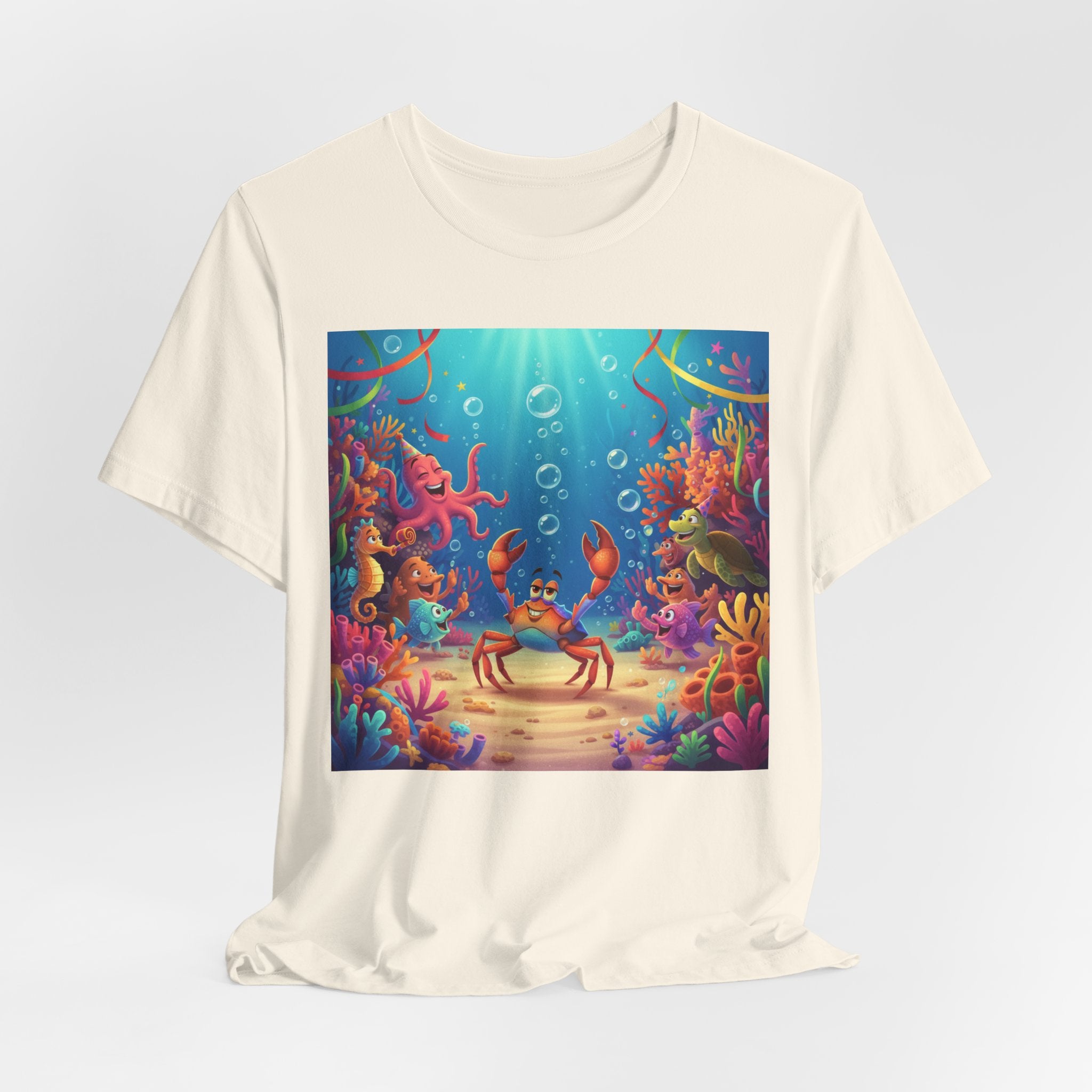 Sea Underwater Crab Cartoon T-Shirt — Colorful Ocean Life Kids Tee