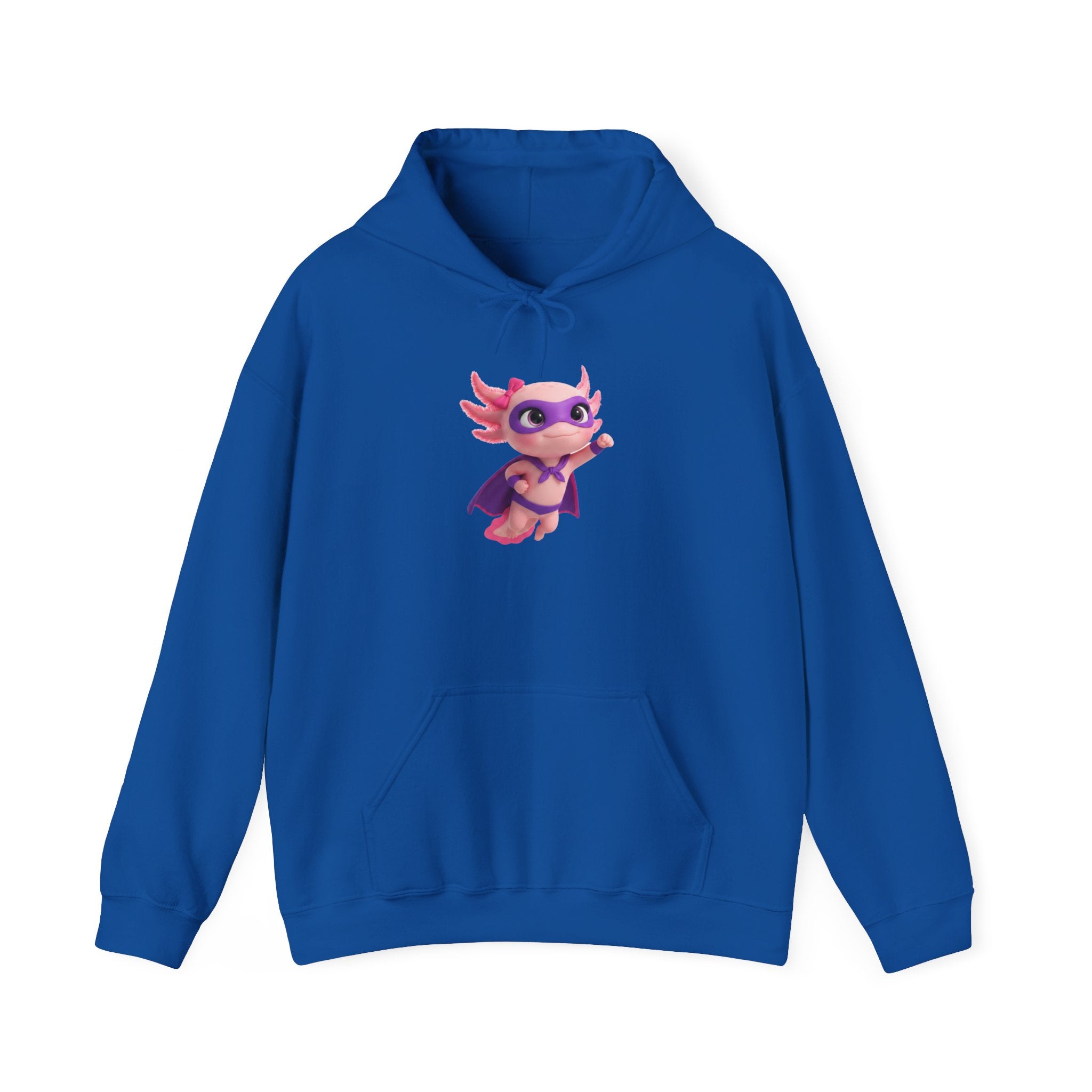 Axolotl Superhero Girl Hoodie — Cute Pink Axolotl with Cape Sweatshirt
