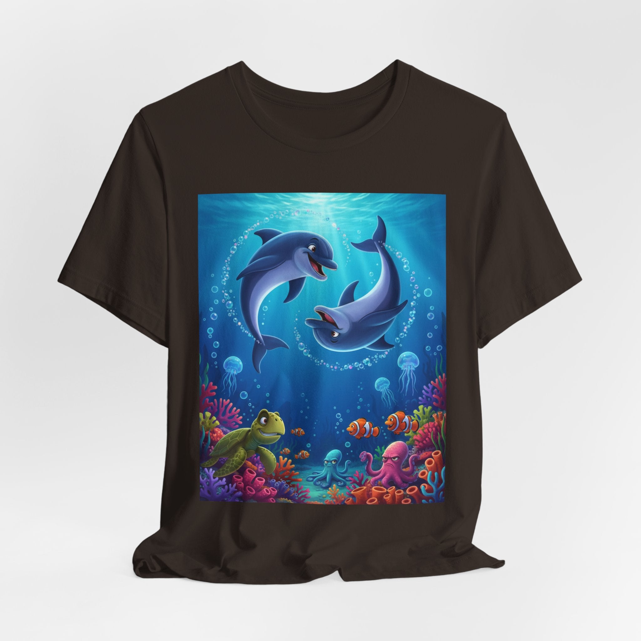 Dolphin Underwater Scene T-Shirt — Playful Ocean Wildlife Tee