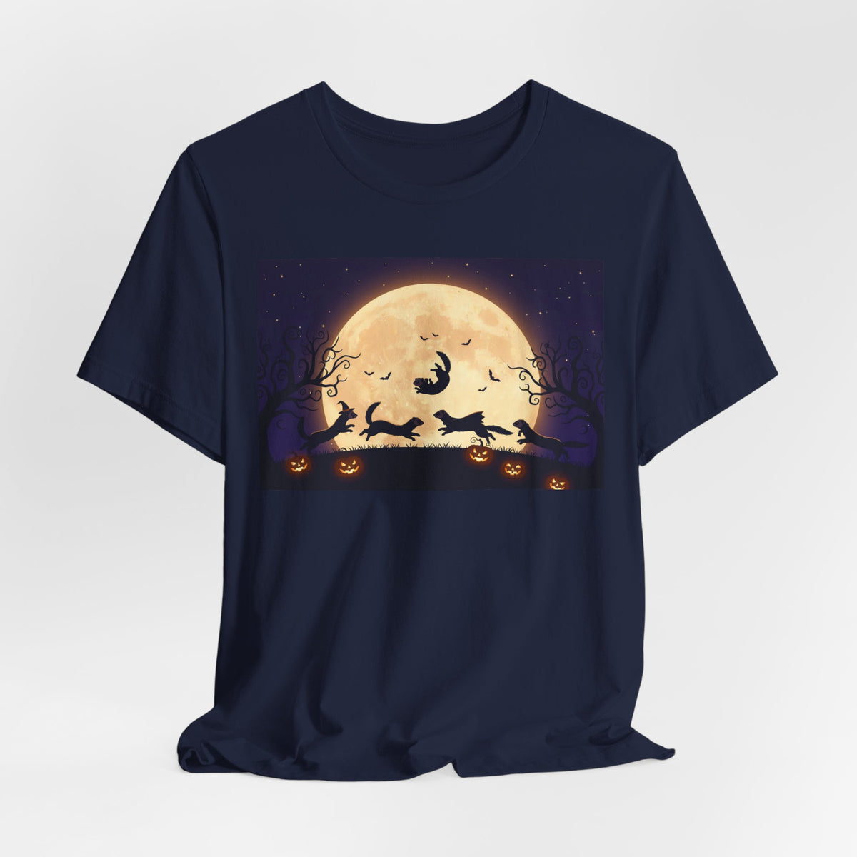 Ferrets Halloween Moon T‑Shirt — Spooky Full Moon Pumpkin Night Tee