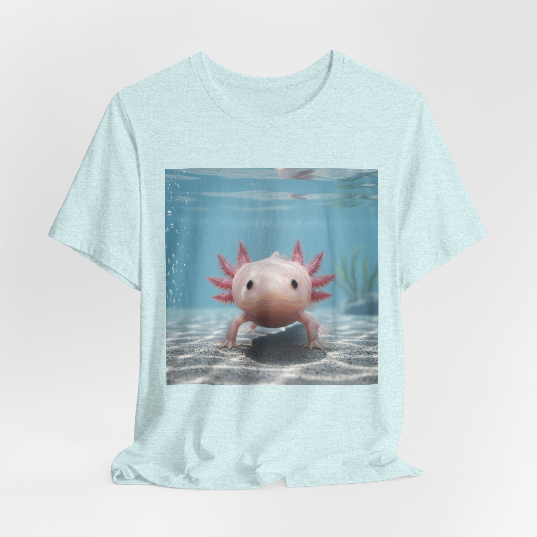 Axolotl Smiles Underwater Tee — Cute Pink Axolotl Graphic T‑Shirt