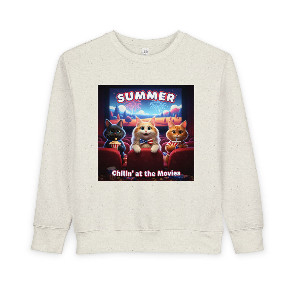 Kitties Movie Toddler Sweatshirt - "Summer Chillin' at the Movies" Cute Cats Movie Night Pullover