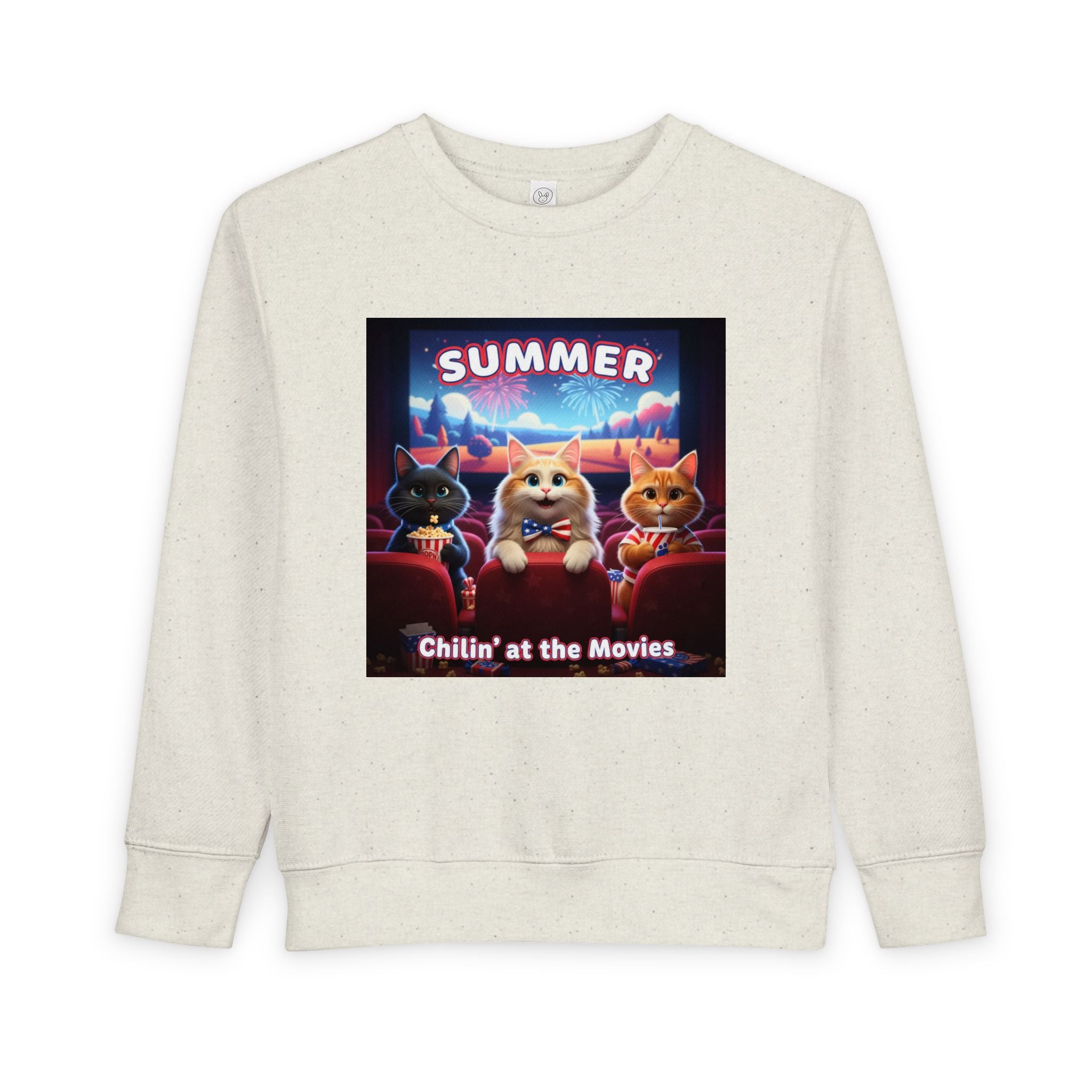 Kitties Movie Toddler Sweatshirt - "Summer Chillin' at the Movies" Cute Cats Movie Night Pullover