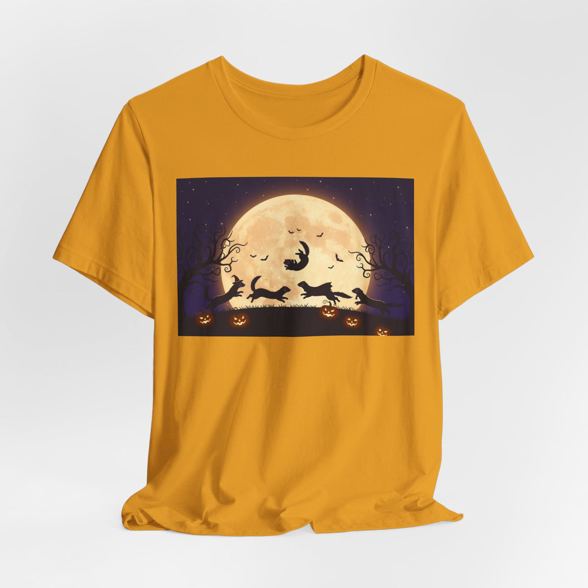 Ferrets Halloween Moon T‑Shirt — Spooky Full Moon Pumpkin Night Tee