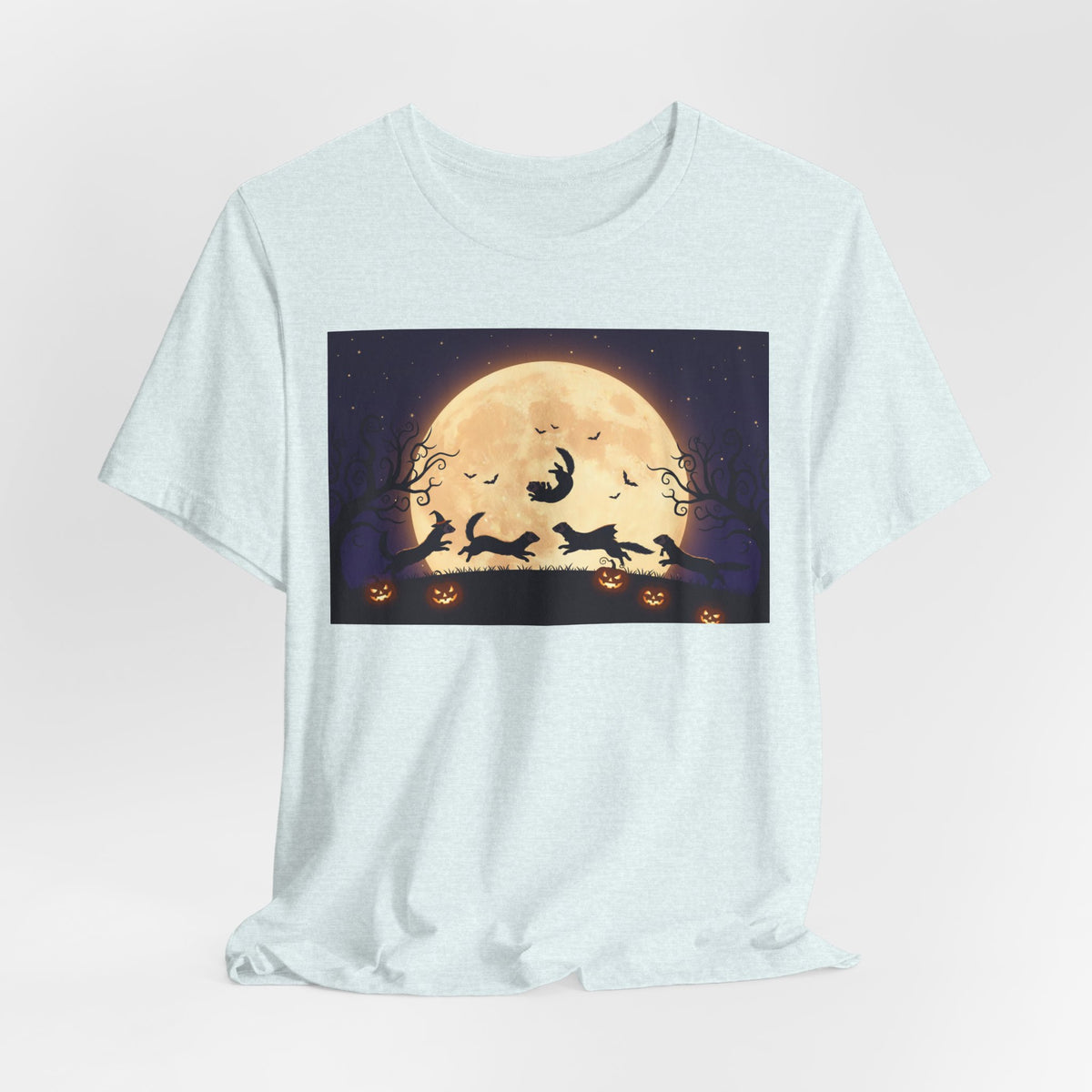 Ferrets Halloween Moon T‑Shirt — Spooky Full Moon Pumpkin Night Tee