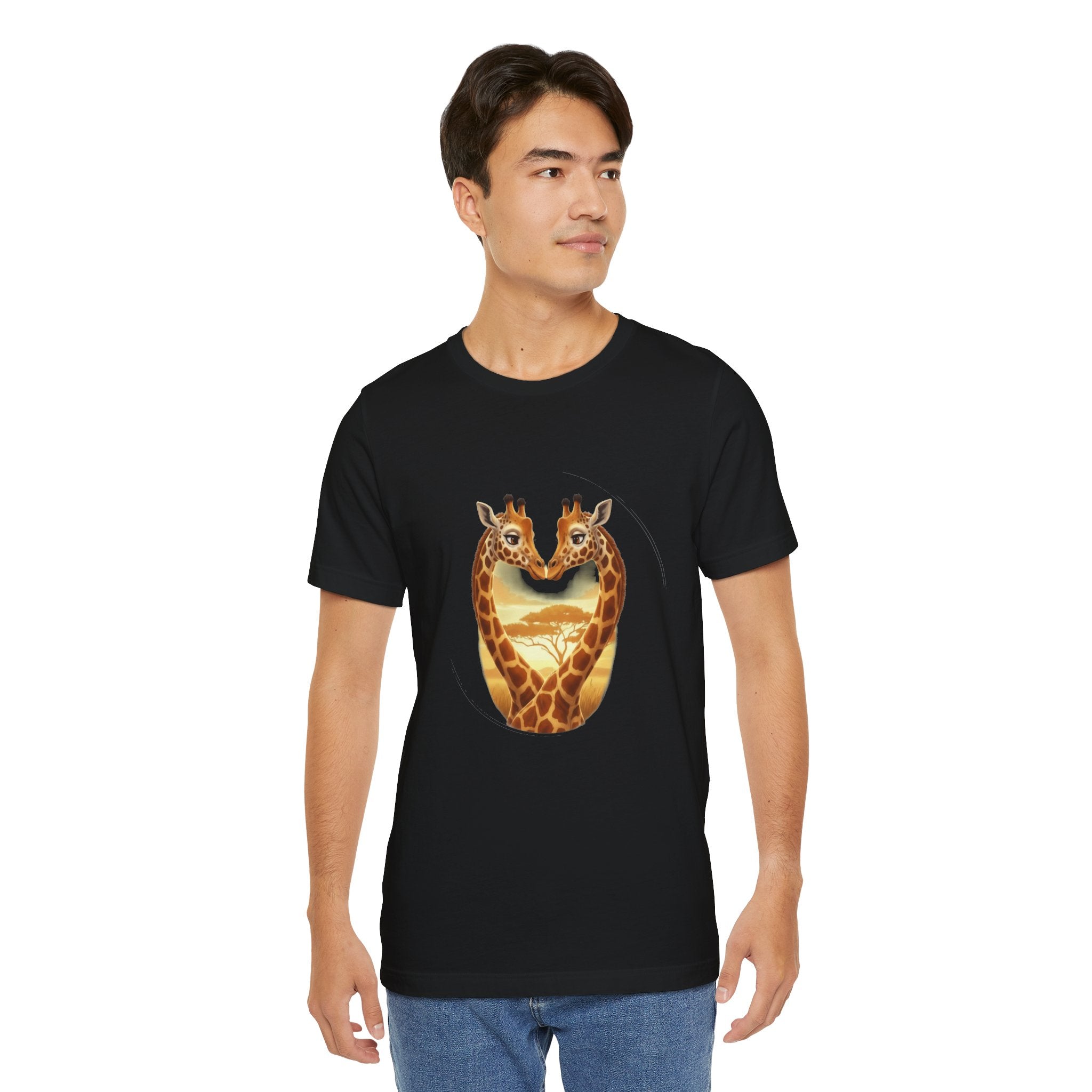 Giraffe Heart Tee — Sunset Safari Animal Graphic Shirt