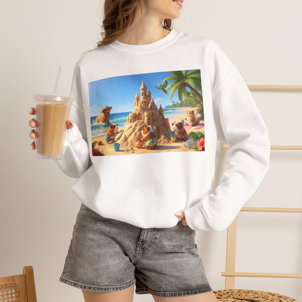 Hulabuloo Crew Crewneck Sweatshirt — Beach Sandcastle Graphic