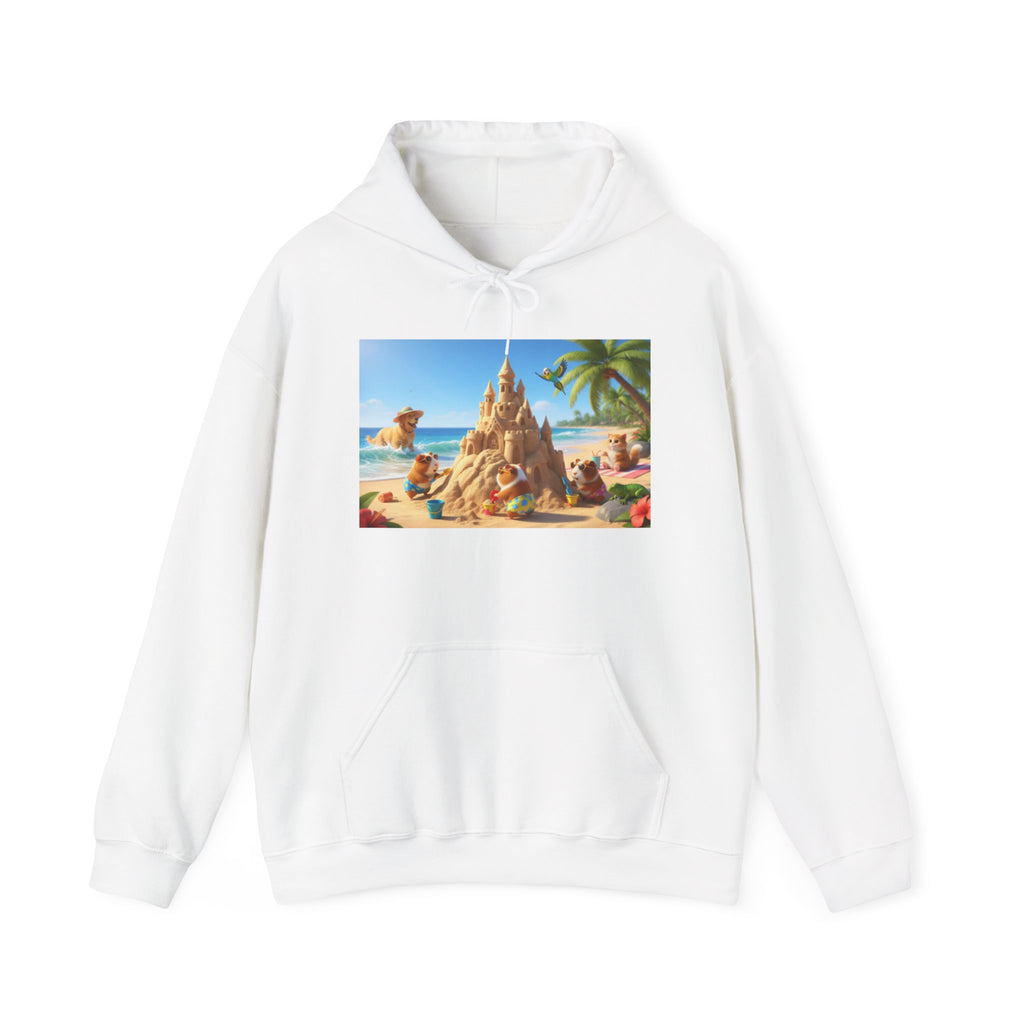 Guinea Pigs Summer — Beach Sandcastle Hoodie | Cute Guinea Pig Graphic Pullover
