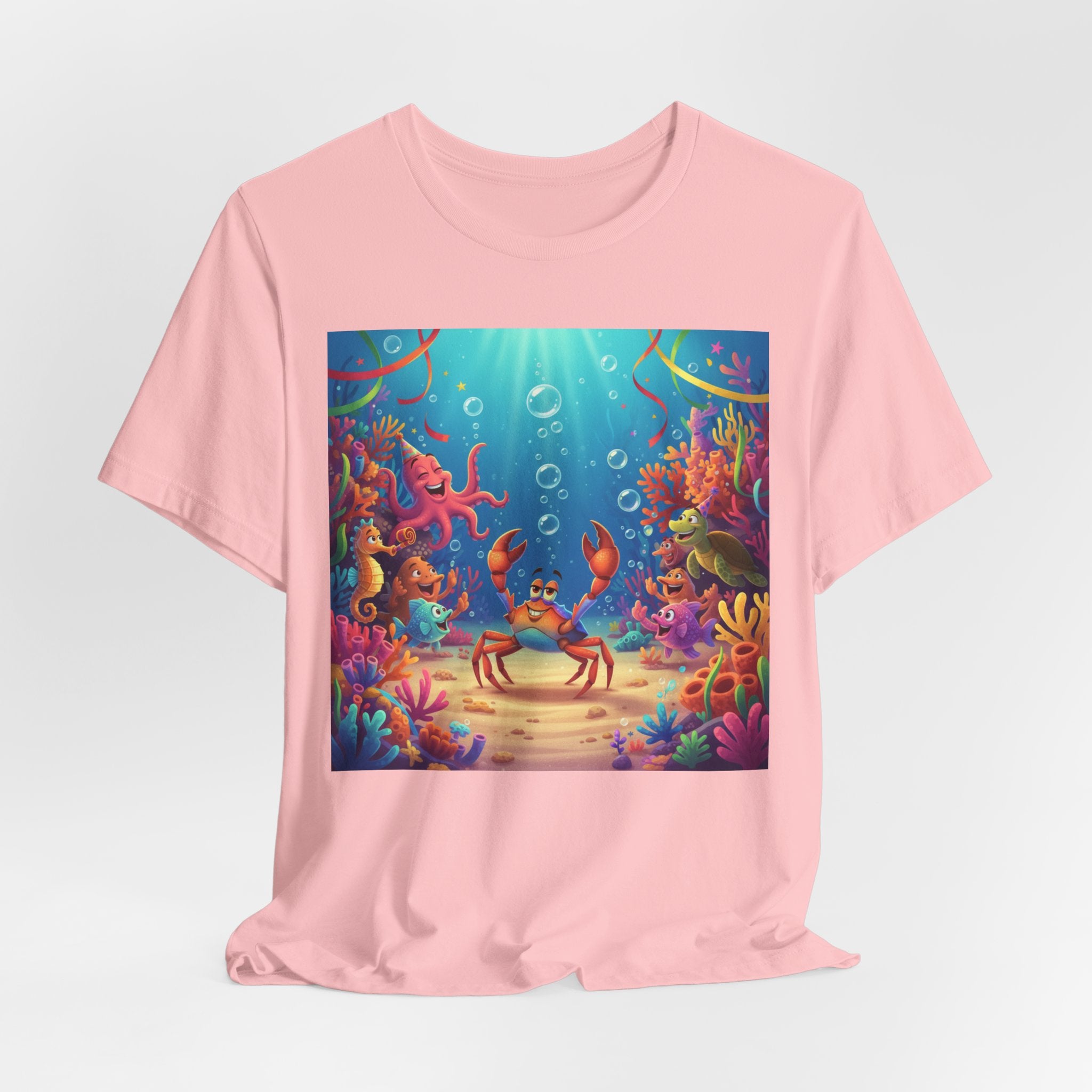 Sea Underwater Crab Cartoon T-Shirt — Colorful Ocean Life Kids Tee