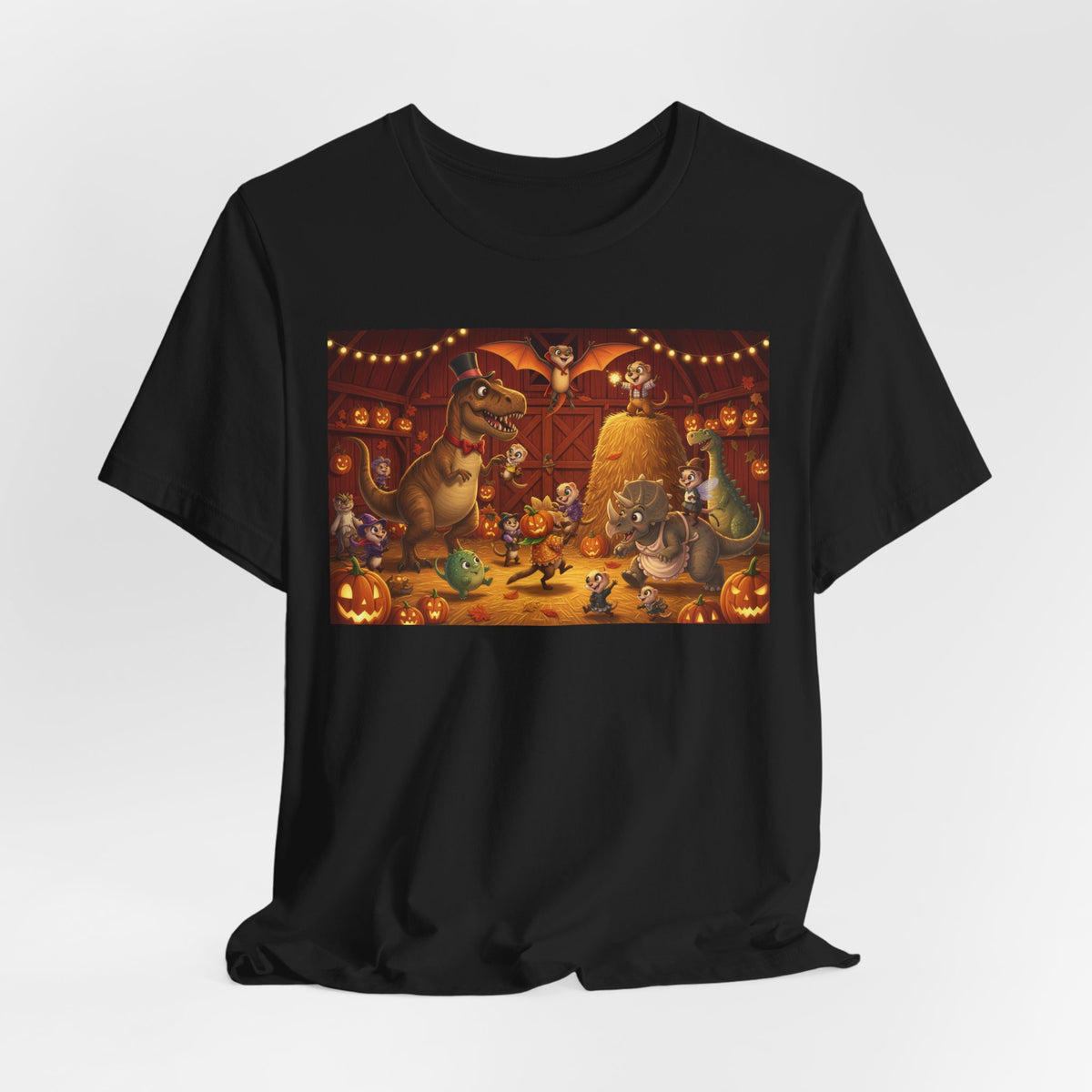 Dino Halloween Party T‑Shirt — Cute Trick-or-Treating Dinosaurs Pumpkin Tee