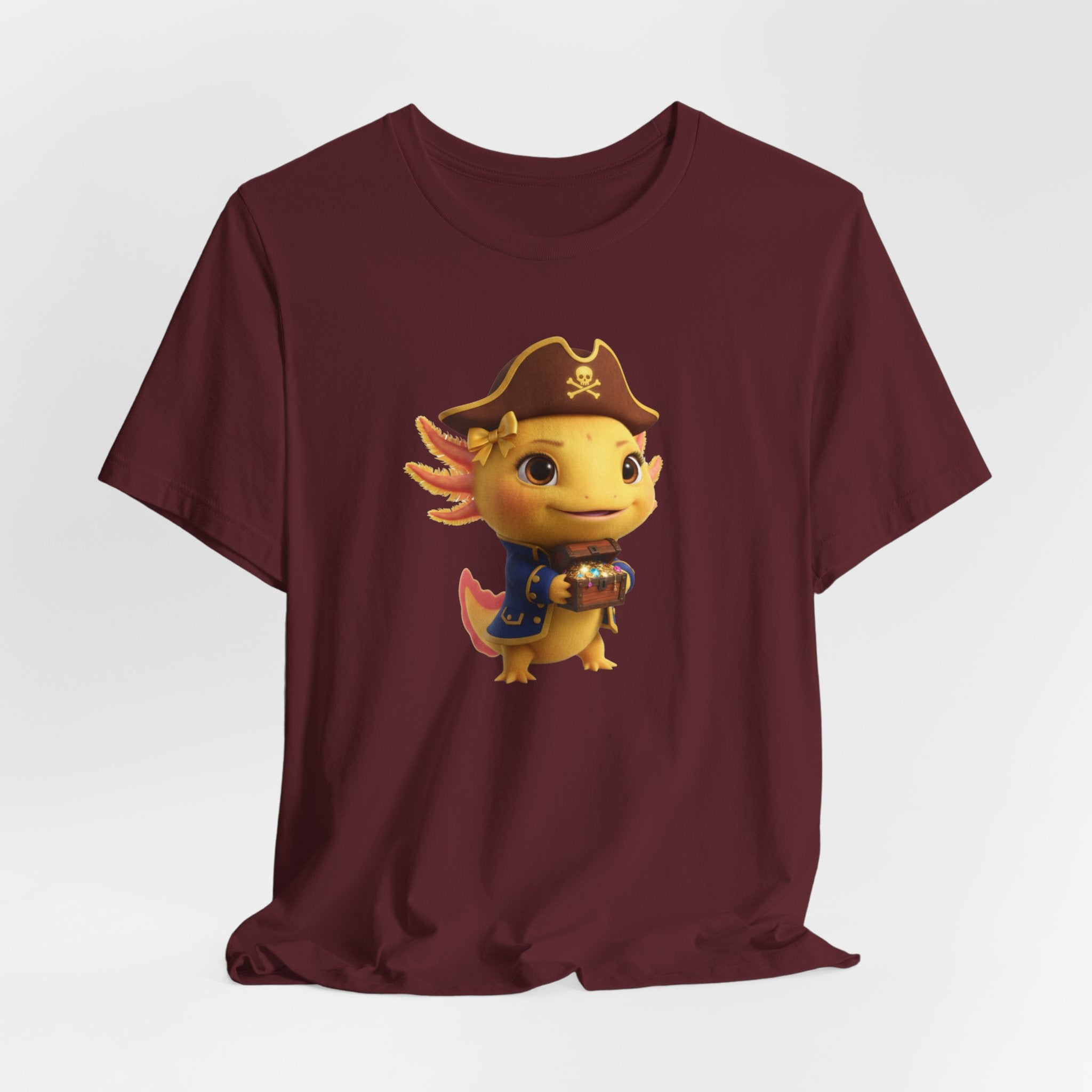 Axolotl Pirate Girl Tee — Cute Pirate Axolotl Graphic T-Shirt for Kids & Fans