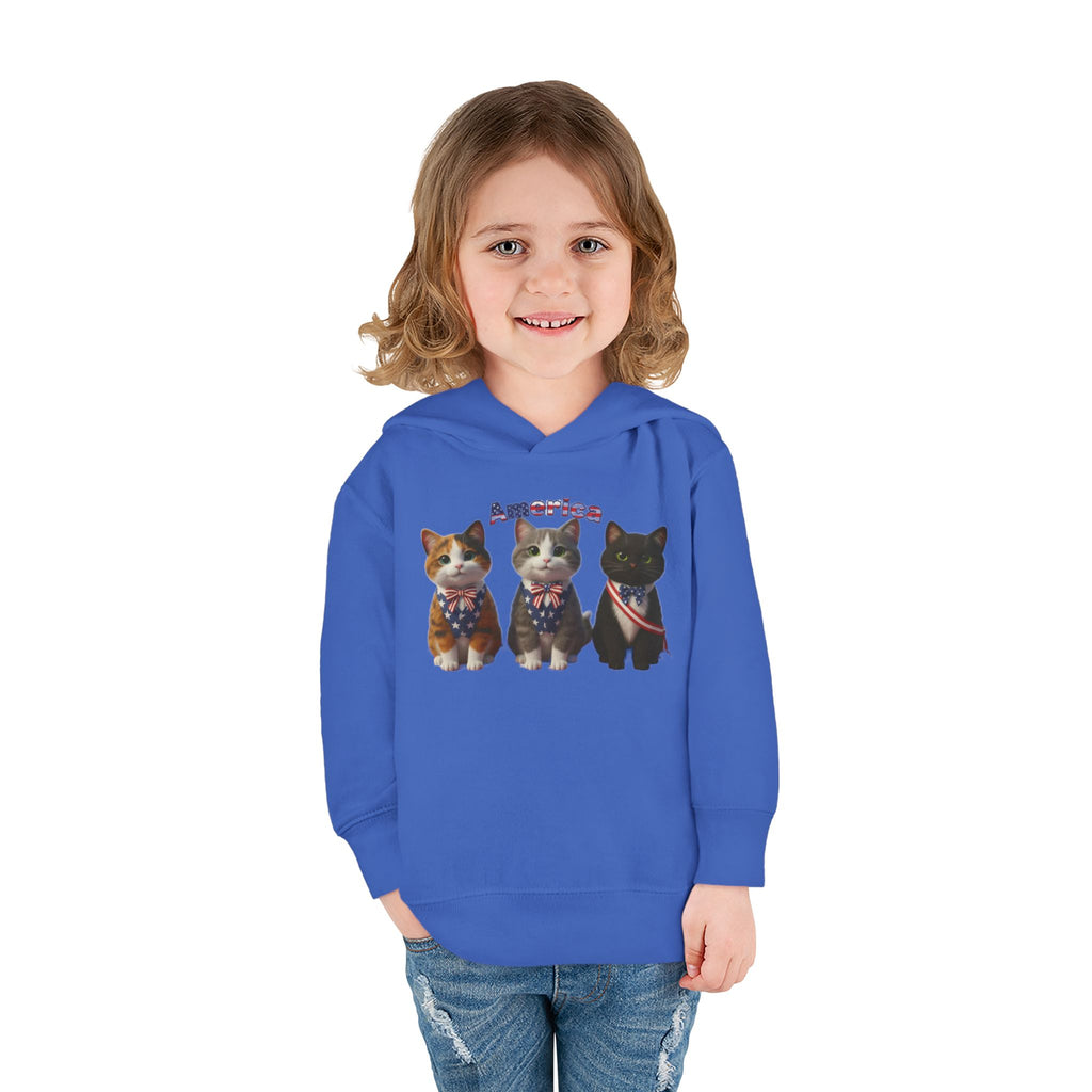 Kitties Toddler Hoodie — Patriotic Kittens "America" Fleece Pullover