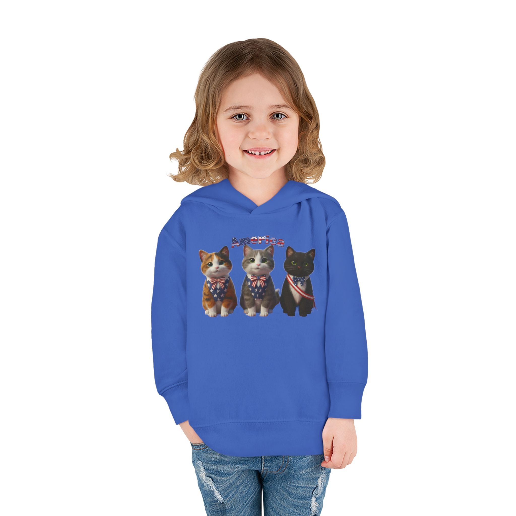 Kitties Toddler Hoodie — Patriotic Kittens "America" Fleece Pullover