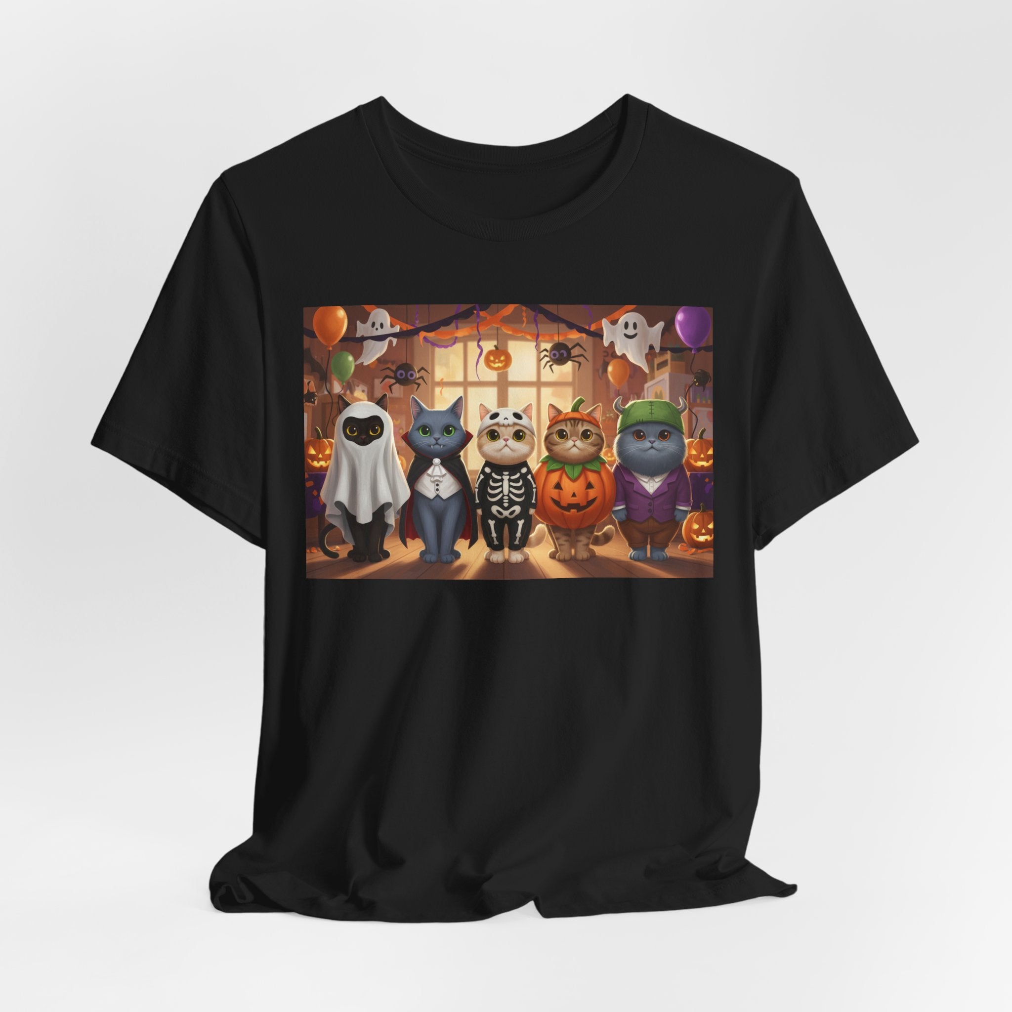Cats Halloween Costume Tee — Cute Kittens in Pumpkin, Skeleton & Ghost Costumes