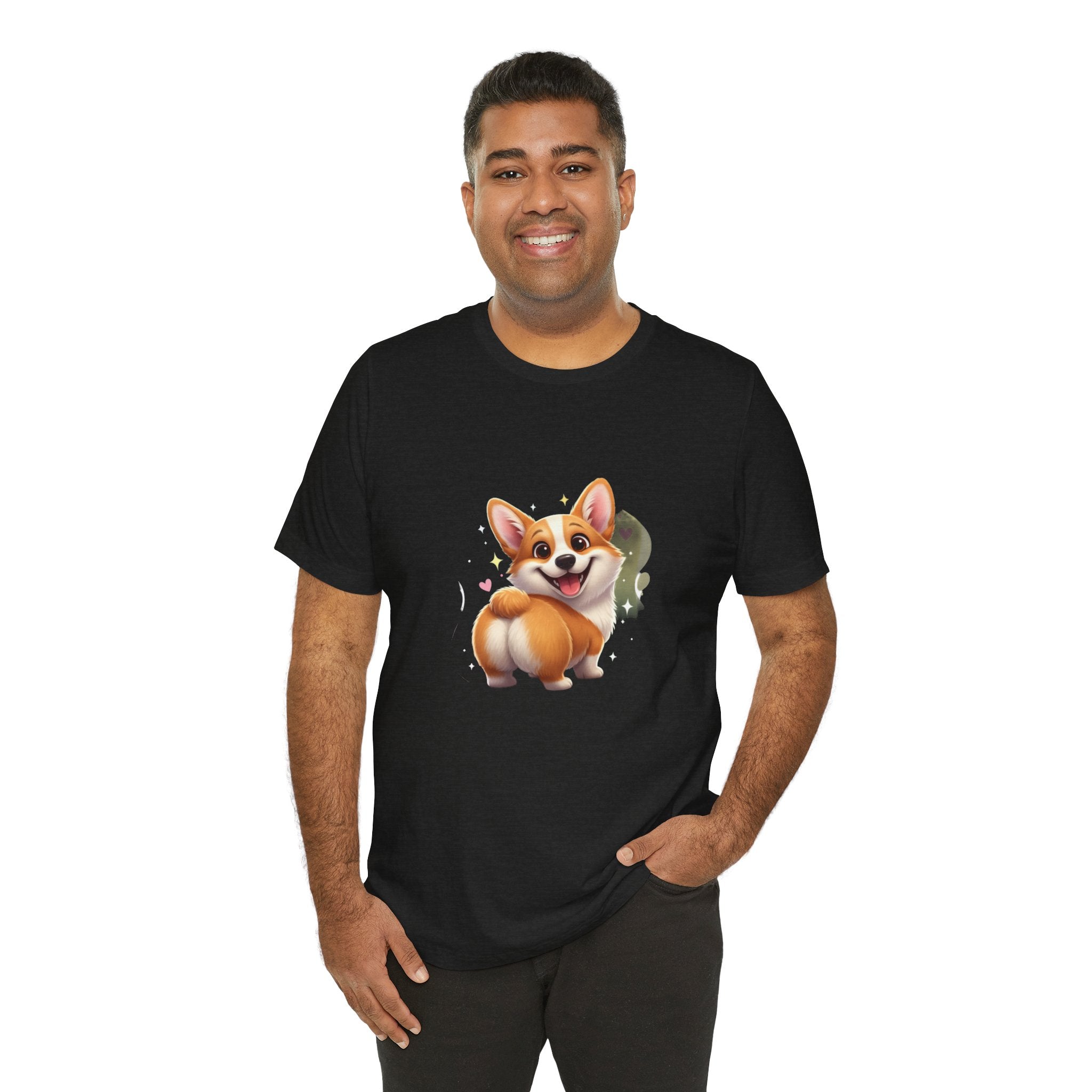 Cute Smiling Corgi T-Shirt — Adorable Cartoon Dog Tee for Pet Lovers