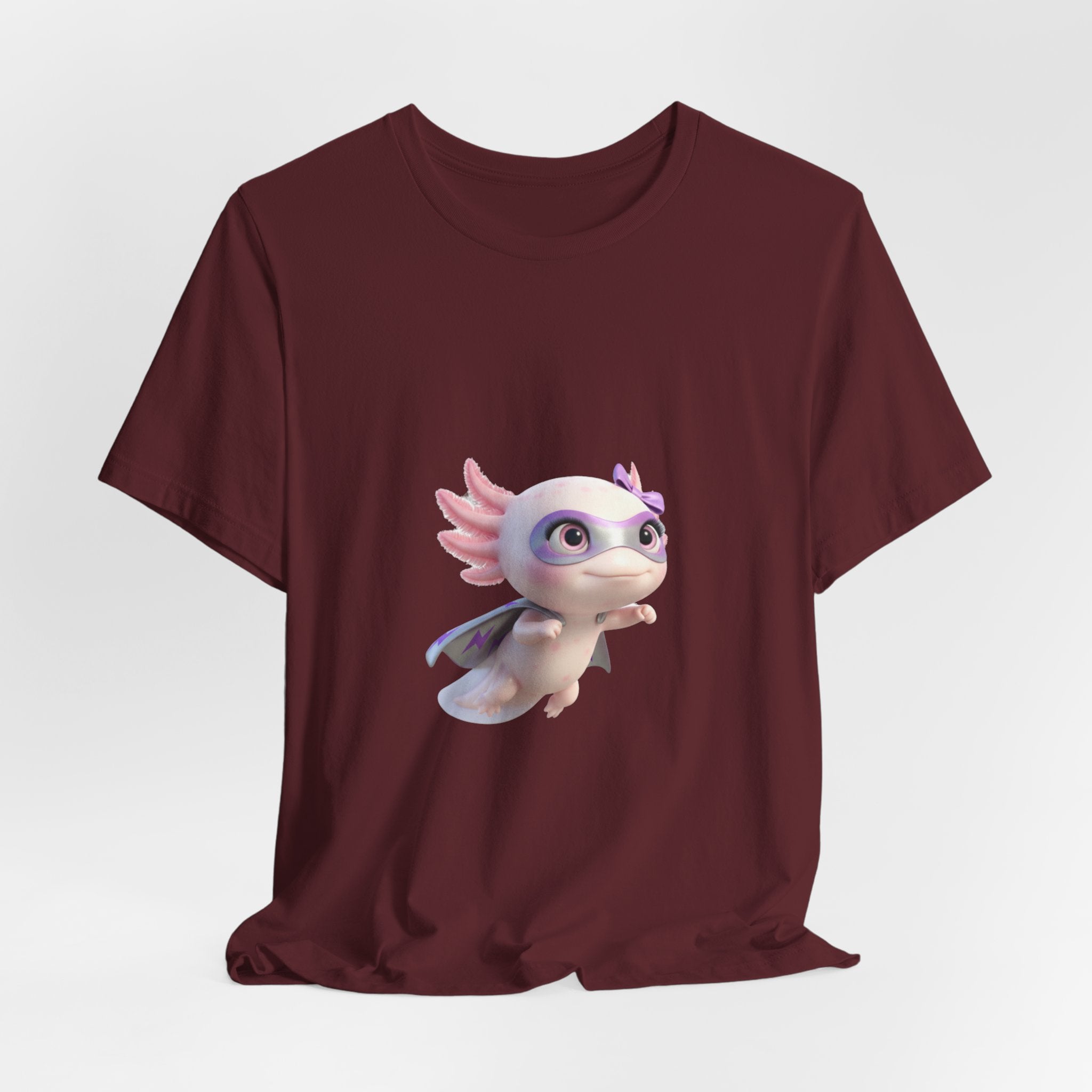 Axolotl Superhero Tee — Pastel Flying Axolotl Graphic Shirt