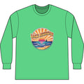 Lake Michigan Tie-Dye Long Sleeve Tee — Retro Sunset Beach Graphic