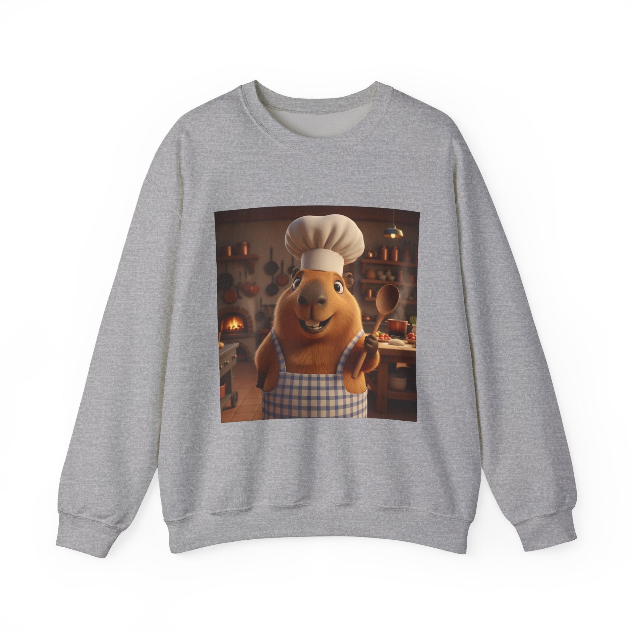 Capybara Chef Crewneck Sweatshirt — Cute Cartoon Capybara Chef Kitchen Pullover