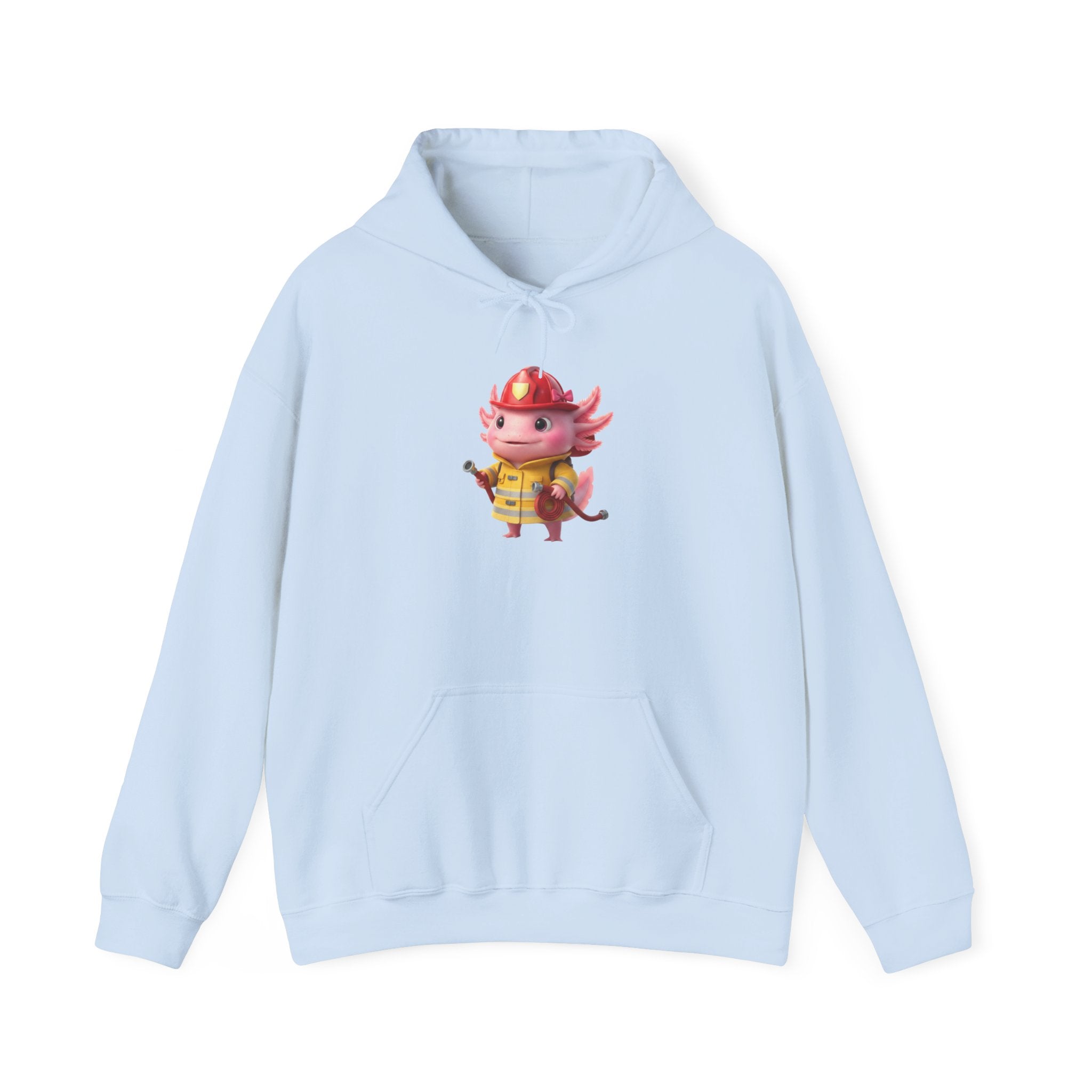 Axolotl Firefighter Girl Hoodie — Cute Rescue Crew Sweatshirt
