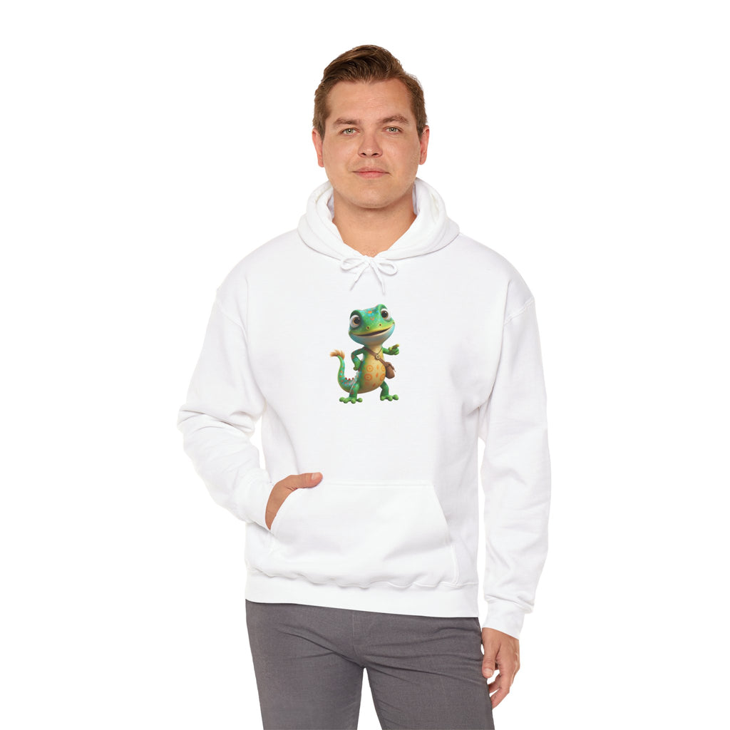 Cute Cartoon Gecko Hoodie — Playful Lizard Graphic Pullover
