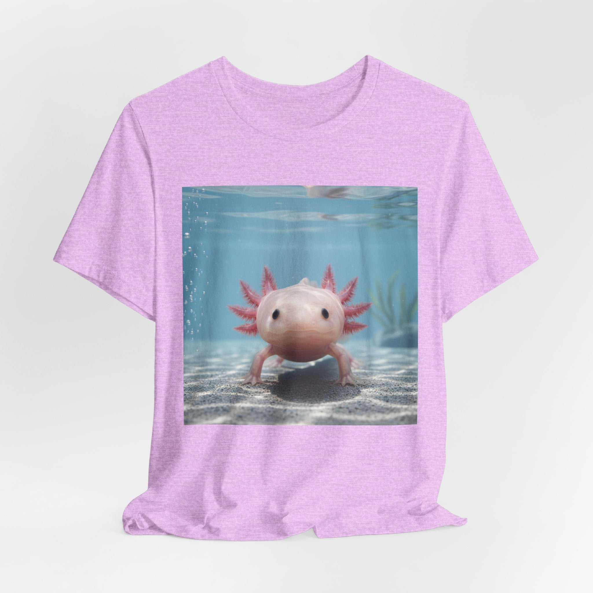 Axolotl Smiles Underwater Tee — Cute Pink Axolotl Graphic T‑Shirt