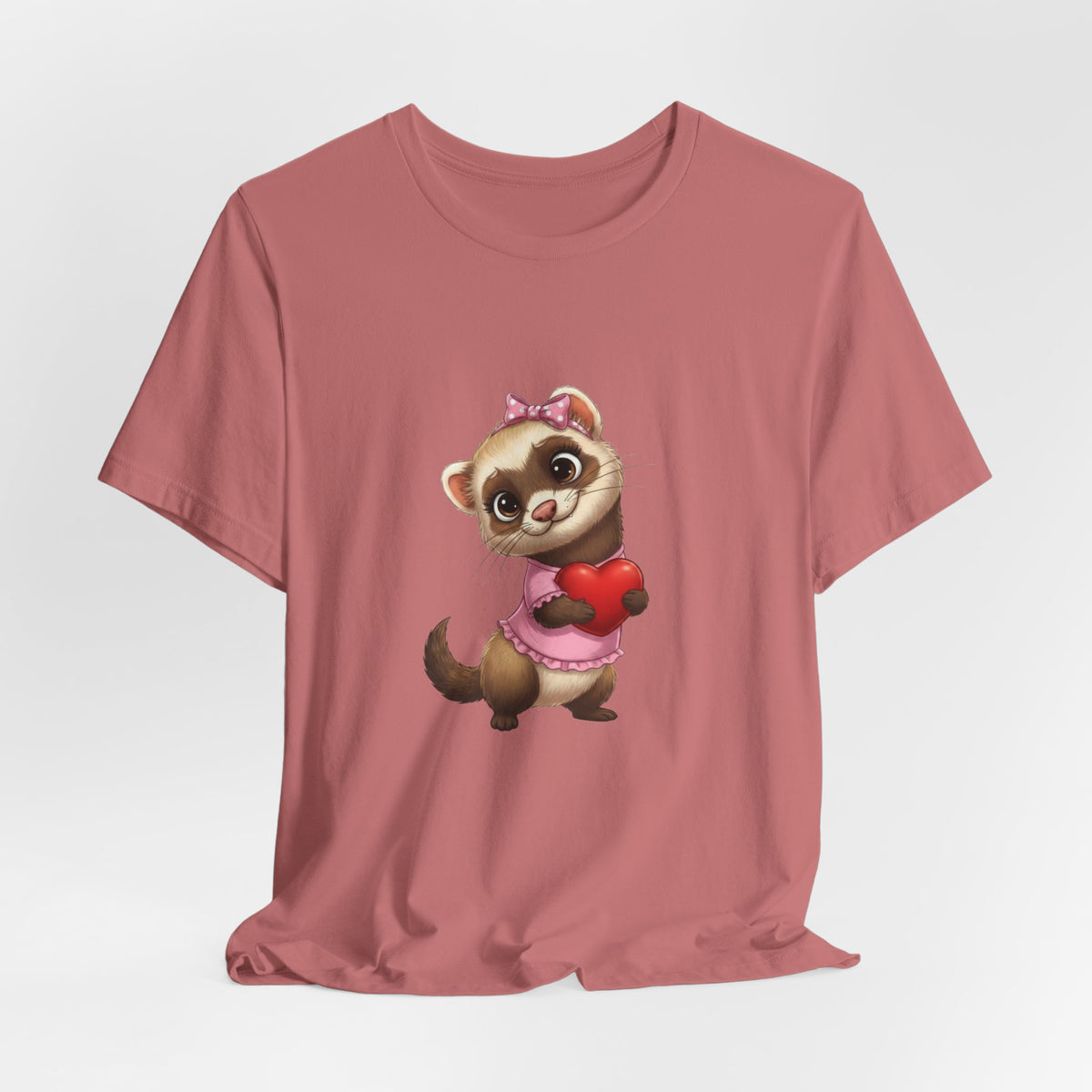 Ferret Holding Heart Tee — Valentine’s Day Kids & Women’s Graphic Shirt
