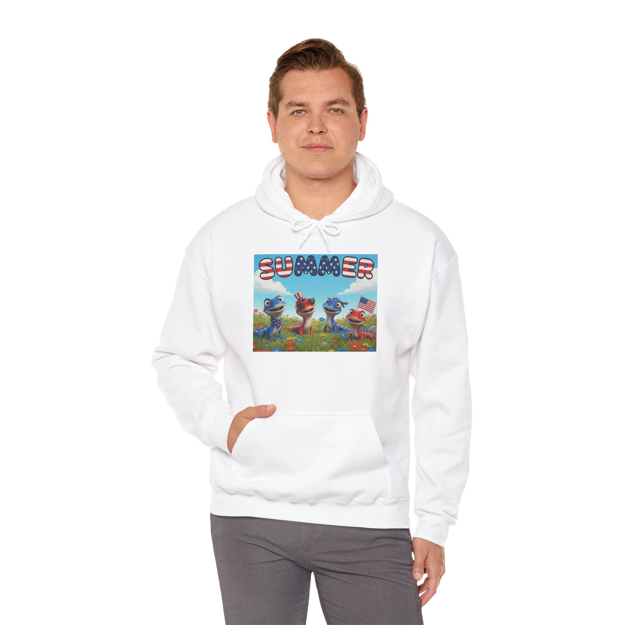 Lizard Family Summer Hoodie — Cute Colorful Summer Graphic Sweatshirt