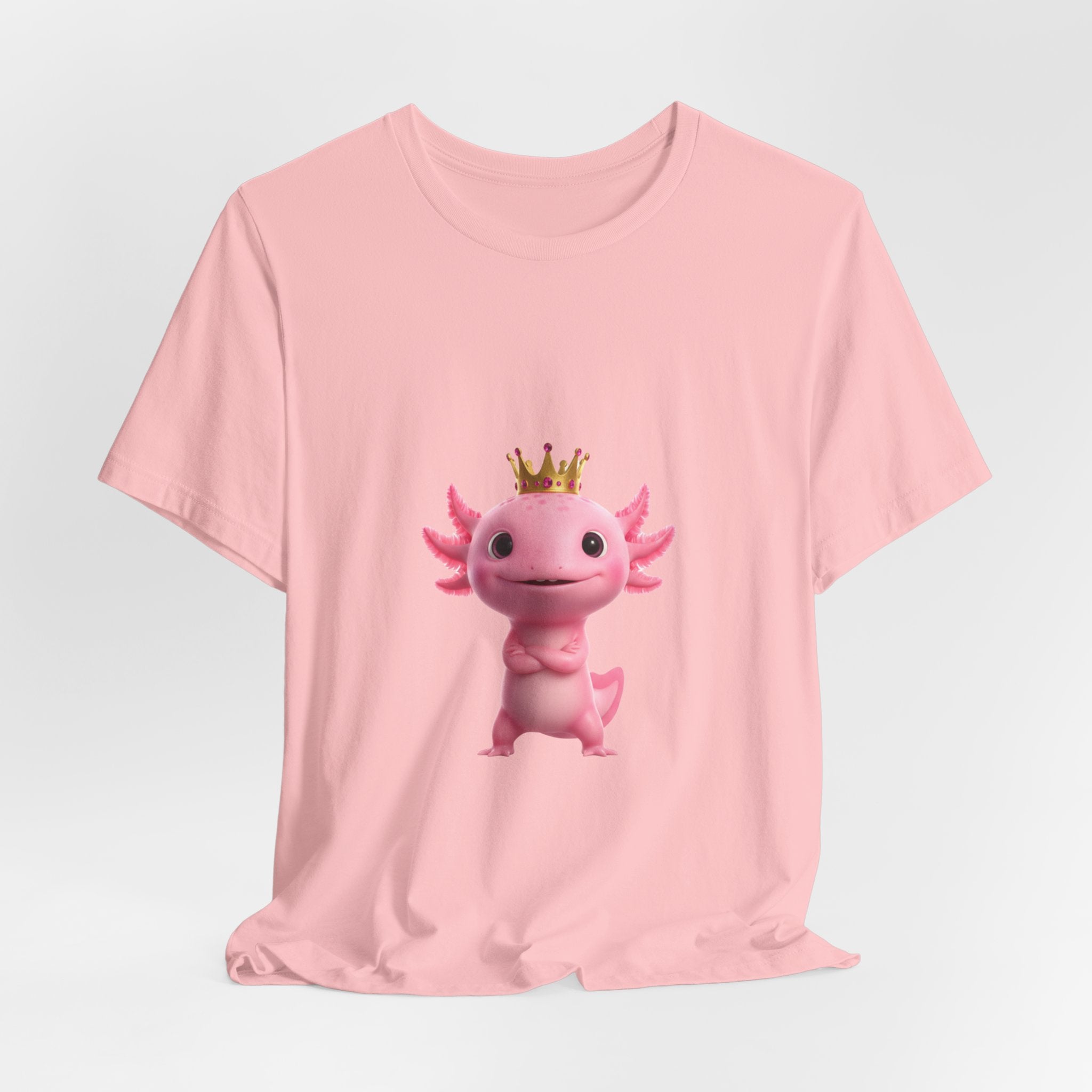 Axolotl King T-Shirt — Cute Pink Axolotl with Crown Tee