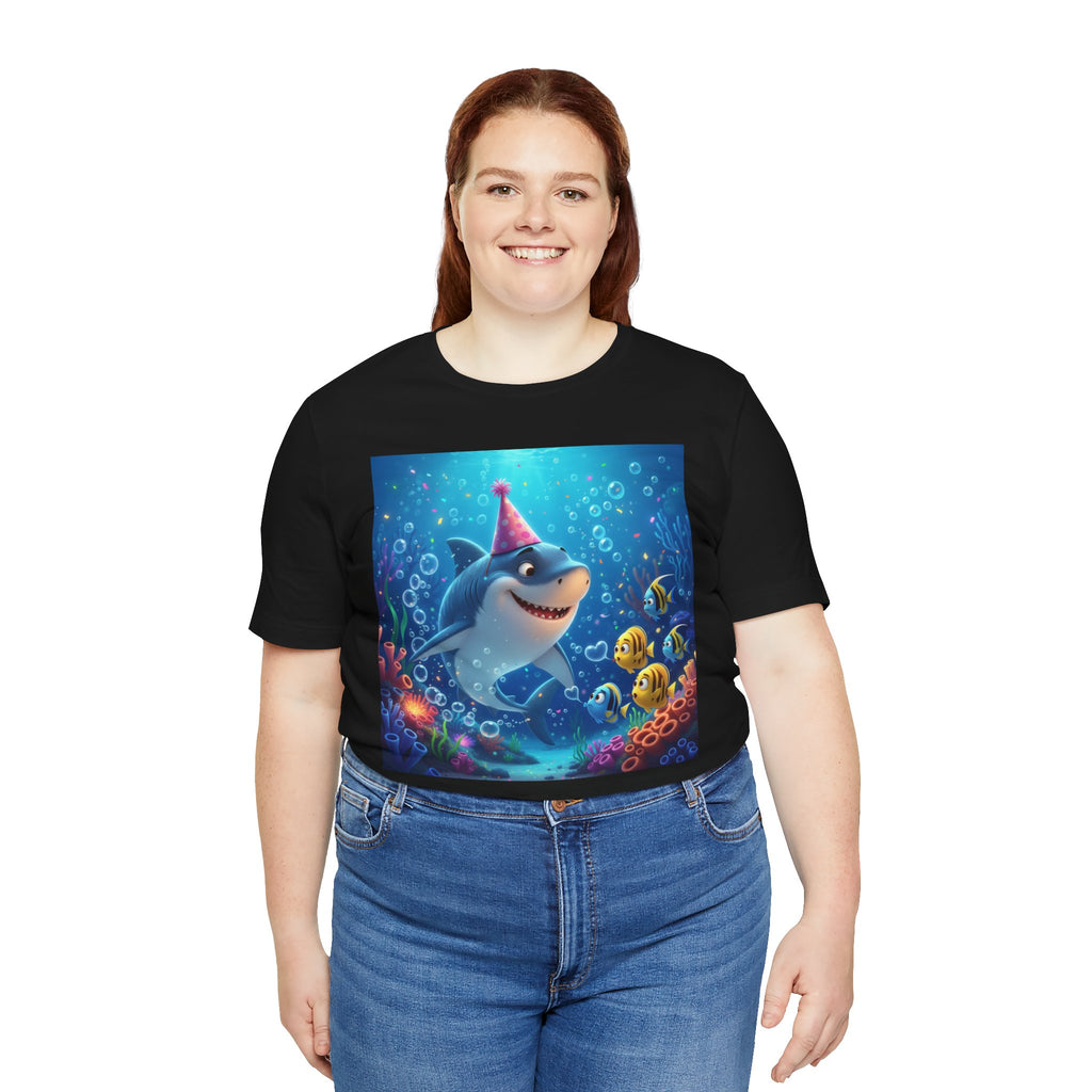 Shark Birthday Party Tee — Cute Shark with Party Hat Kids Graphic T-Shirt