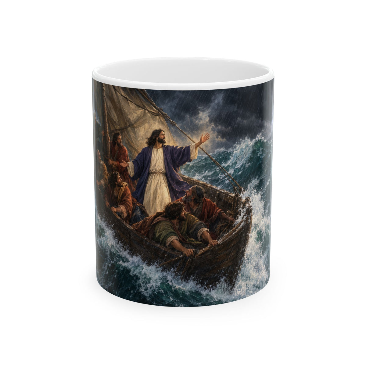 Hulabuloo — Jesus Calming the Storm — Bible Ceramic Mug