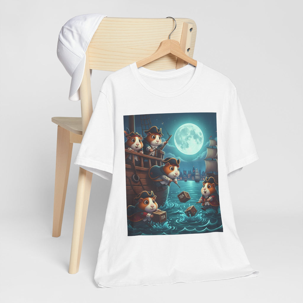 Guinea Pig Boston Tea Party Tee — Cute Nautical Adventure T‑Shirt