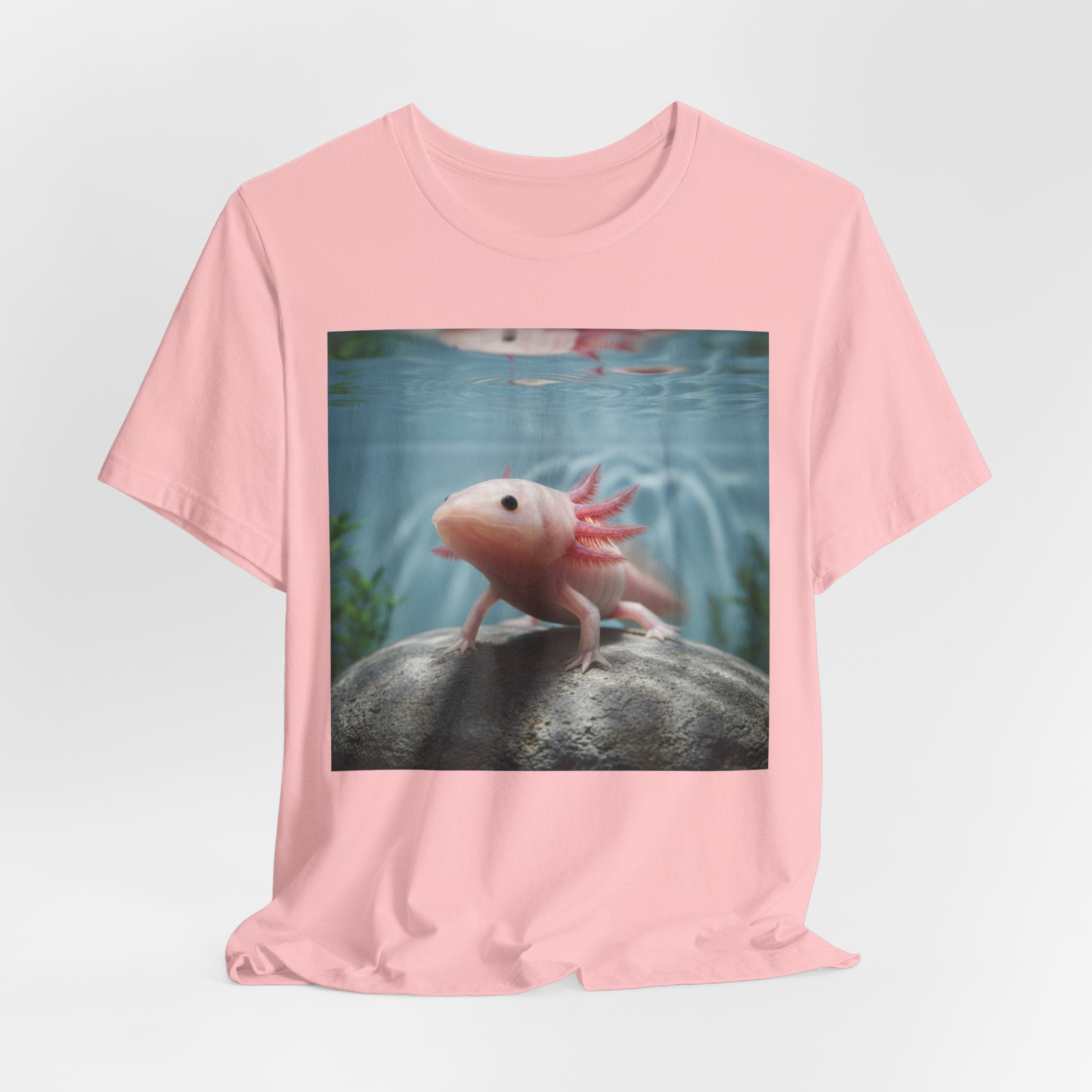 Axolotl Aquarium T‑Shirt — Cute Pink Axolotl Underwater Graphic Tee