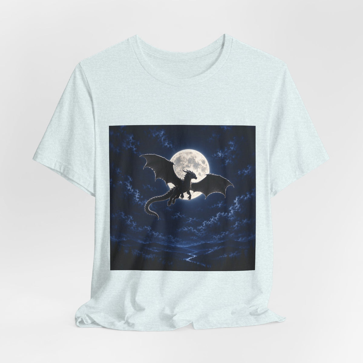 Dragon Silhouette T-Shirt — Moonlit Night Fantasy Tee