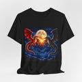 Dragon Duel Graphic Tee — Red vs Black Dragons Under Full Moon