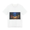 Camping Corgis Graphic Tee — Nighttime Campfire Scene with Tents and Stars