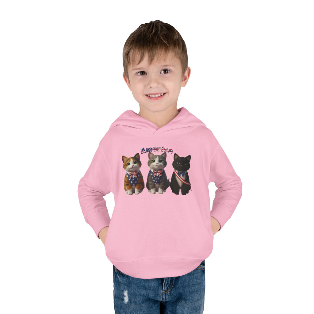 Kitties Toddler Hoodie — Patriotic Kittens "America" Fleece Pullover
