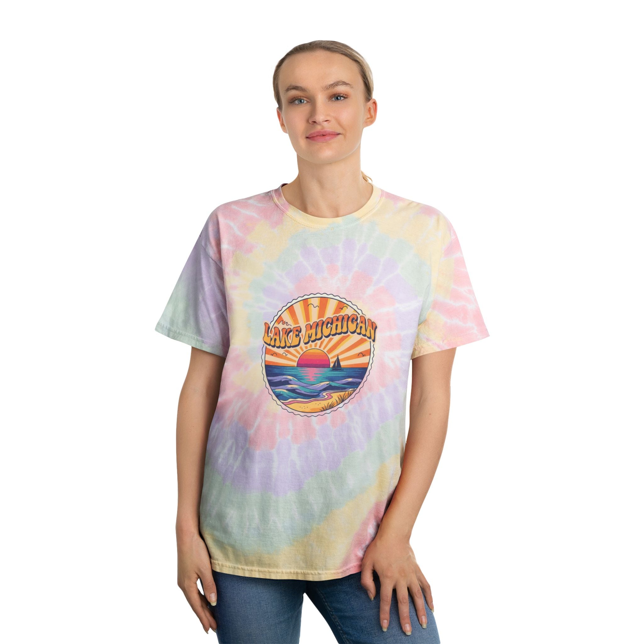 Lake Michigan Pastel Spiral Tie-Dye Tee