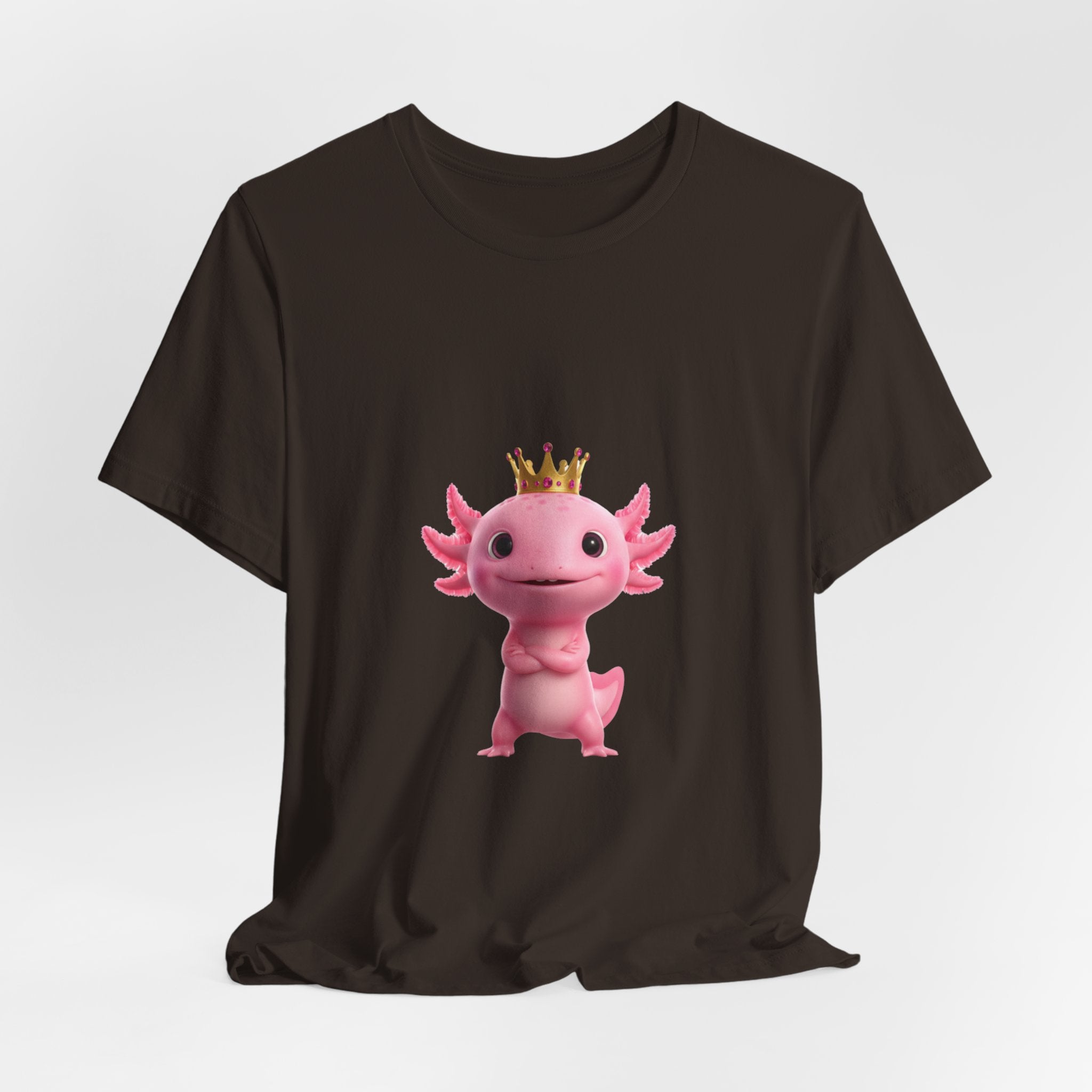 Axolotl King T-Shirt — Cute Pink Axolotl with Crown Tee