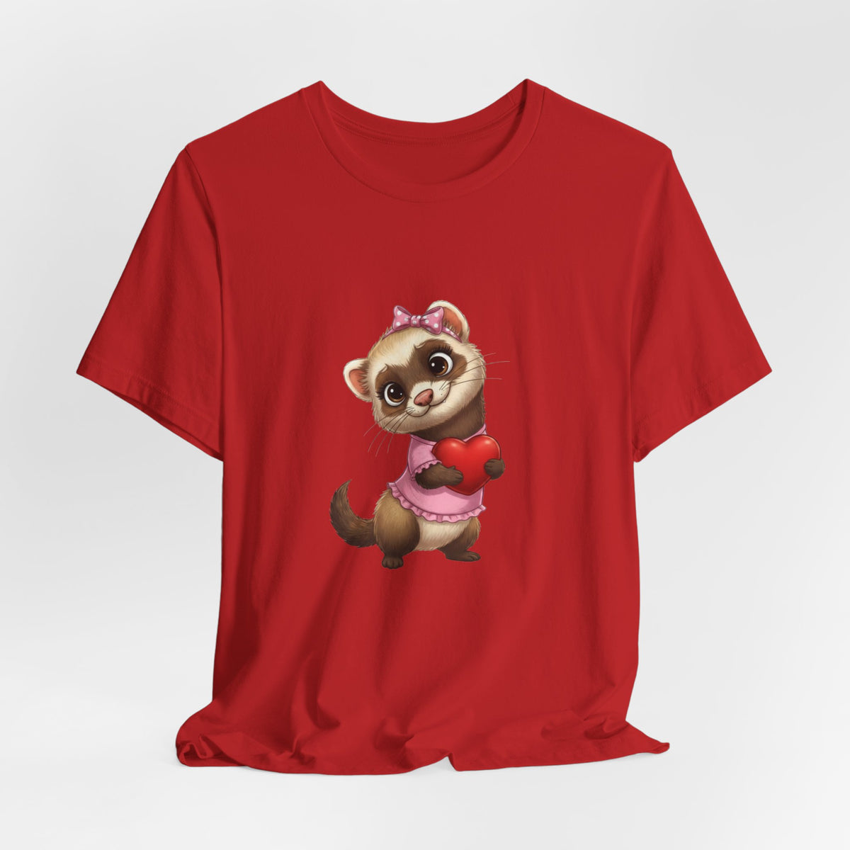 Ferret Holding Heart Tee — Valentine’s Day Kids & Women’s Graphic Shirt