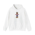 Patriotic German Shepherd Hoodie — USA Flag Dog Holding Banner Graphic