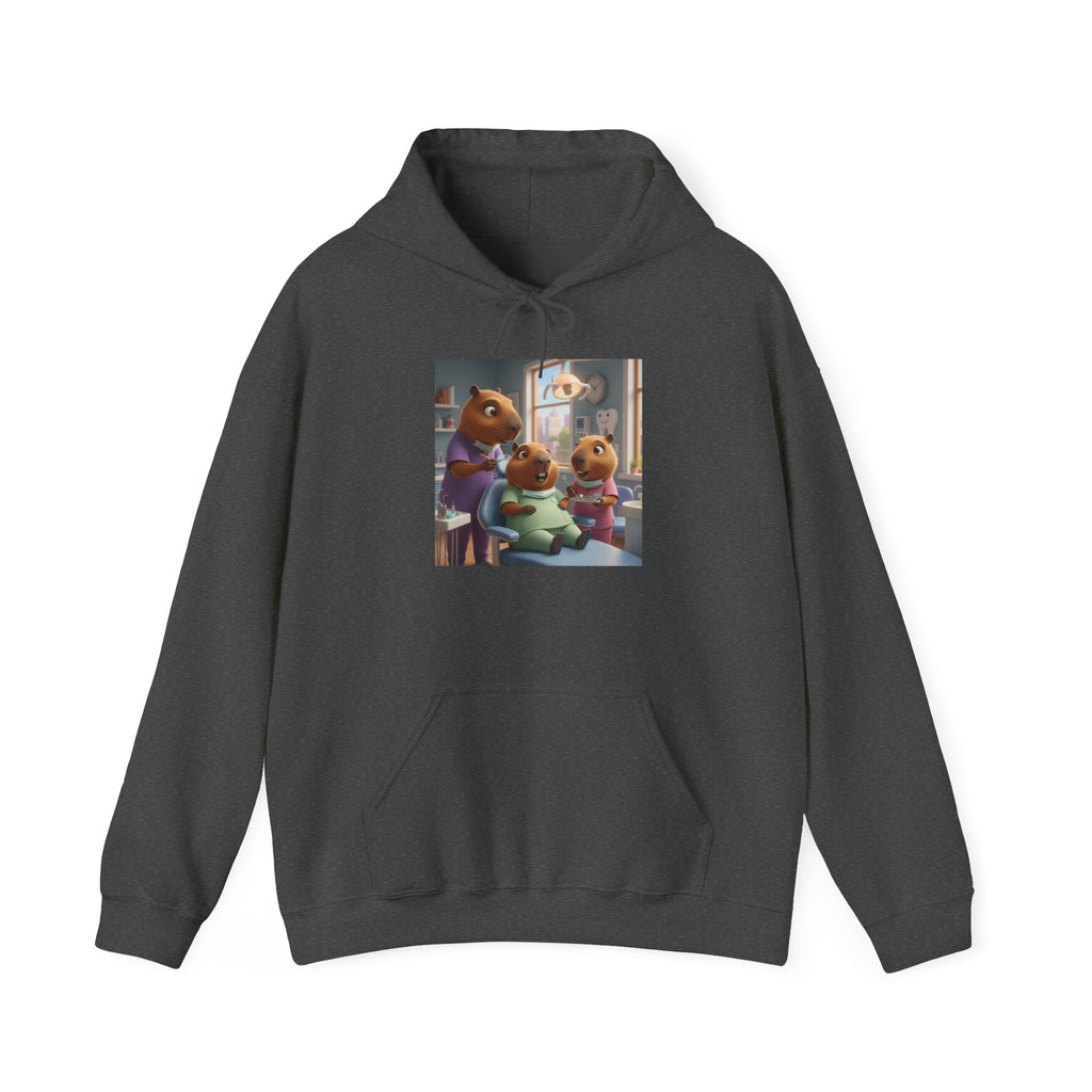 Capybara Dentist Scene Hoodie — Cute Animal Dental Pullover