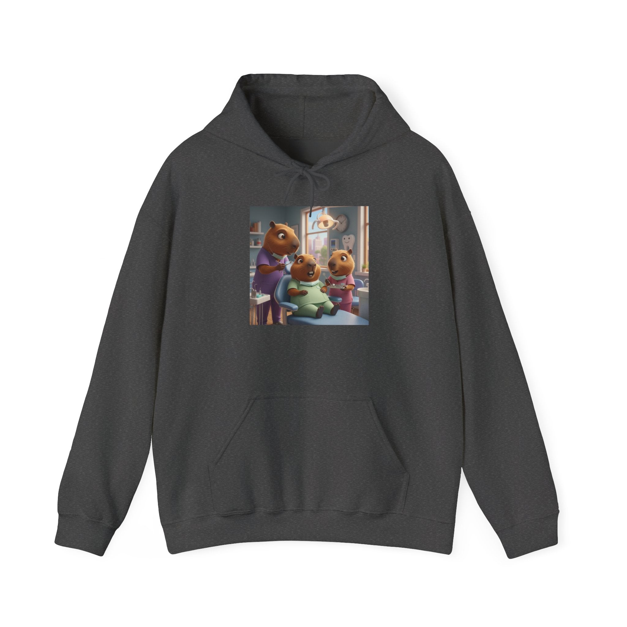 Capybara Dentist Scene Hoodie — Cute Animal Dental Pullover
