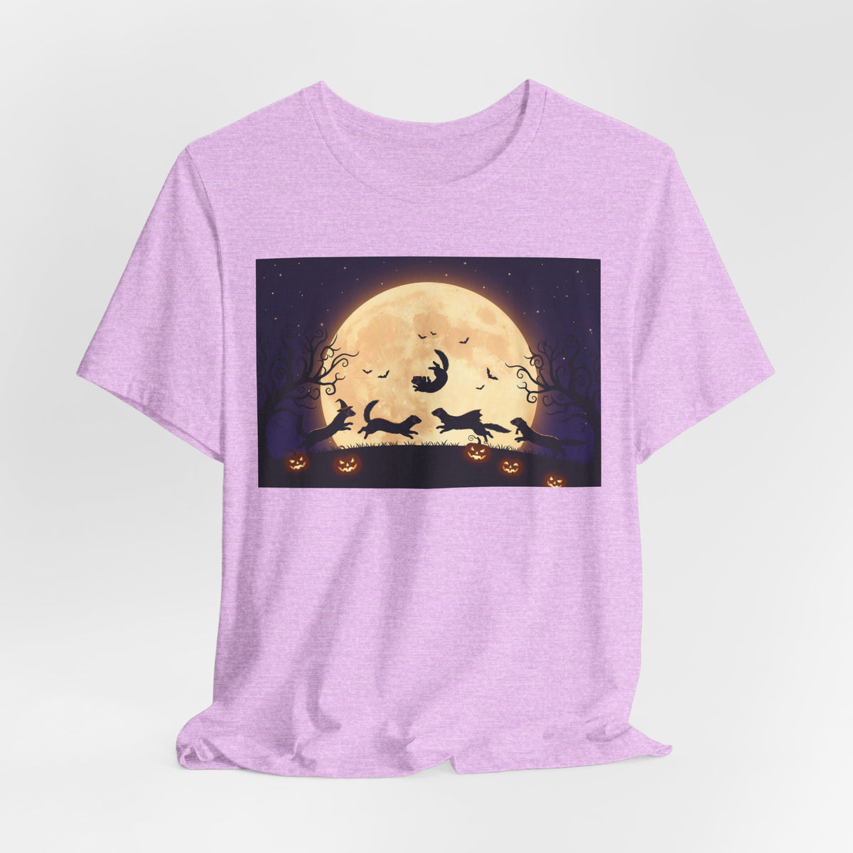 Ferrets Halloween Moon T‑Shirt — Spooky Full Moon Pumpkin Night Tee