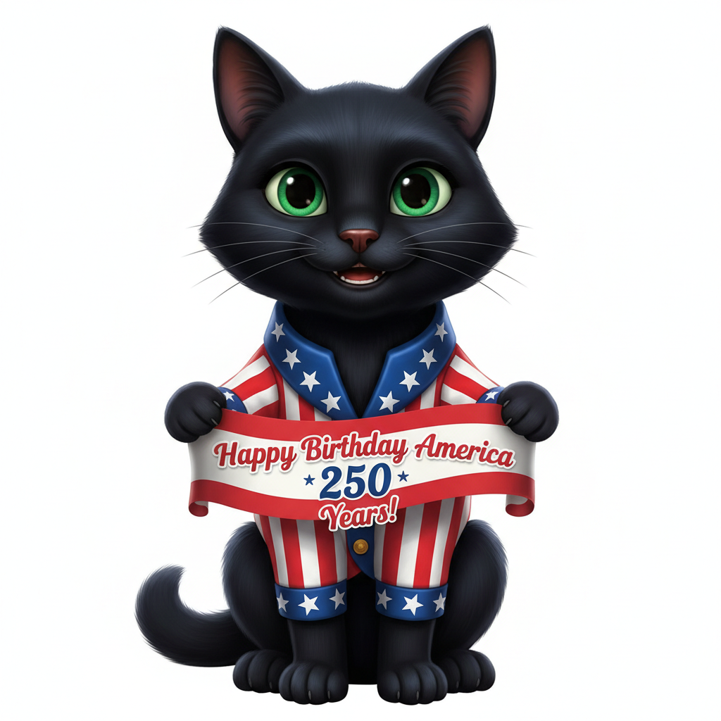Black Cat Patriotic Kitty
