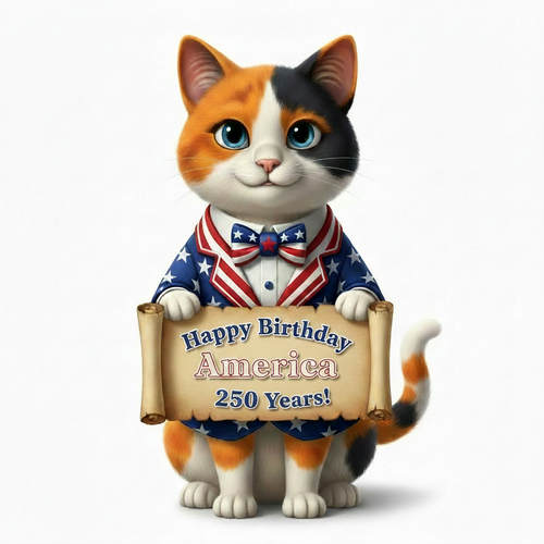 Calico Patriotic Kitty - 250 in Blue